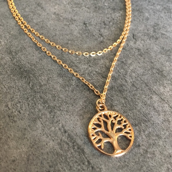 Tree of Life Double Layer Gold Toned Necklace. - Picture 2 of 8